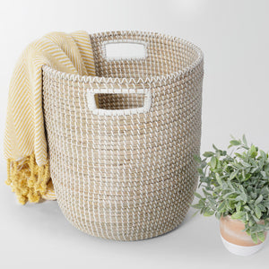 Stinson Beach Round Natural Seagrass Storage Basket - Large