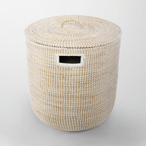 Hampton Round Natural Seagrass Storage Basket with Lid