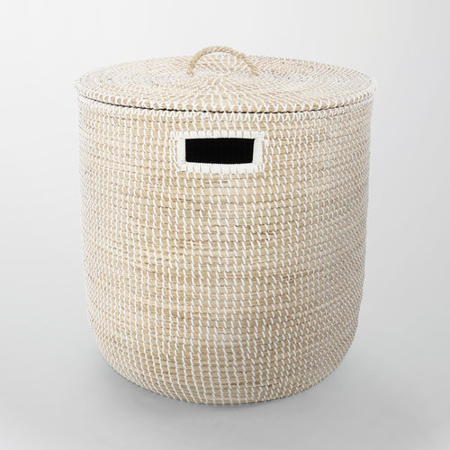 Hampton Round Natural Seagrass Storage Basket with Lid