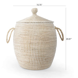 Calabasas Natural Seagrass Decorative Basket with Lid