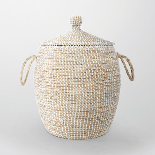 Calabasas Natural Seagrass Decorative Basket with Lid