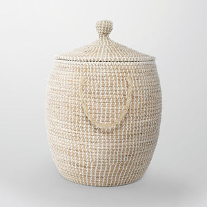 Calabasas Natural Seagrass Decorative Basket with Lid