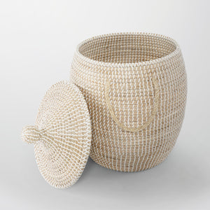 Calabasas Natural Seagrass Decorative Basket with Lid