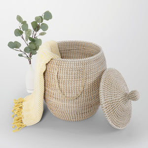 Calabasas Natural Seagrass Decorative Basket with Lid