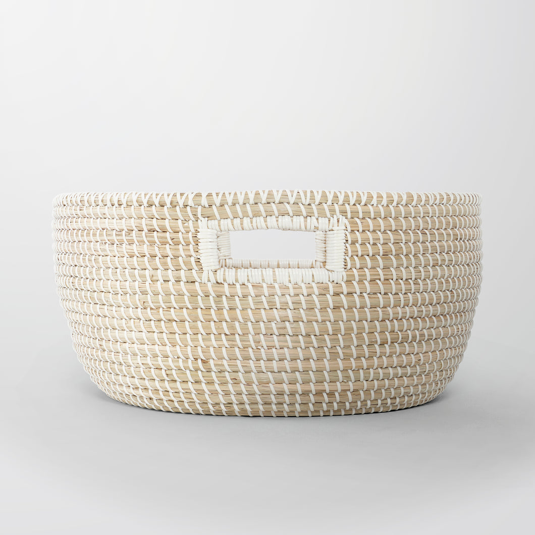 Stinson Beach Round Natural Seagrass Storage Basket - Wide