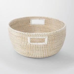 Stinson Beach Round Natural Seagrass Storage Basket - Wide