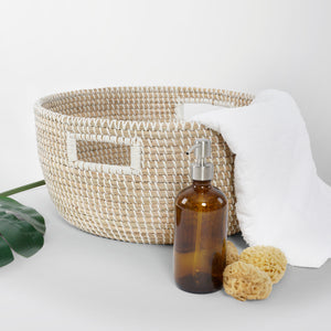 Stinson Beach Round Natural Seagrass Storage Basket - Wide