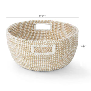 Stinson Beach Round Natural Seagrass Storage Basket - Wide